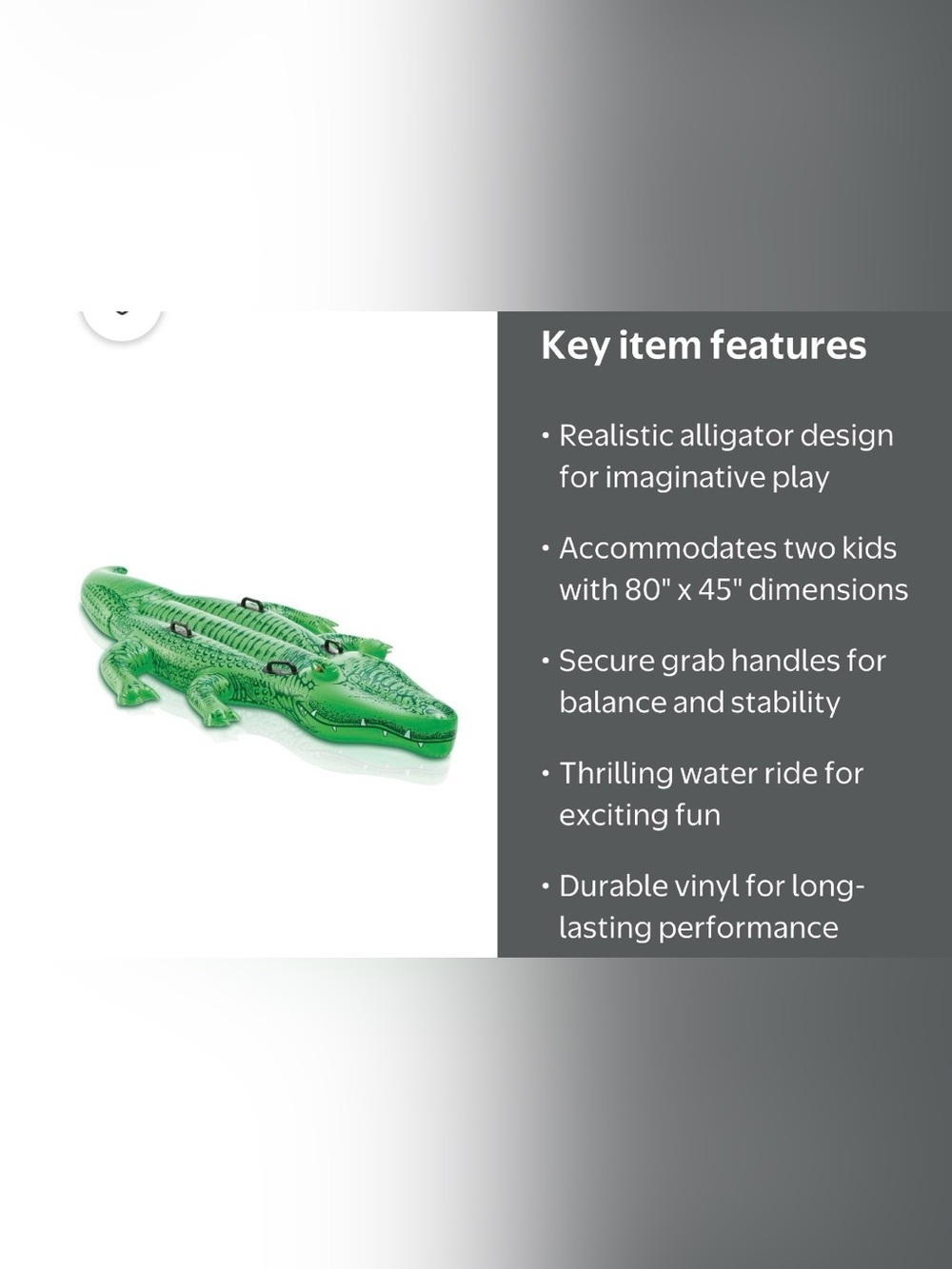 NEW GIANT Oversized Gator Alligator Ride On Inflatable Float Pool Toy 80”
Intex - Picture 3 of 9